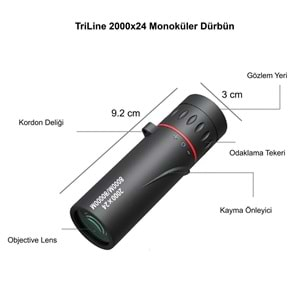 TriLine 2000x24 Zoom Monoküler Mini Taşınabilir HD Dürbün Su Geçirmez Tripod Telefon Tutacağı