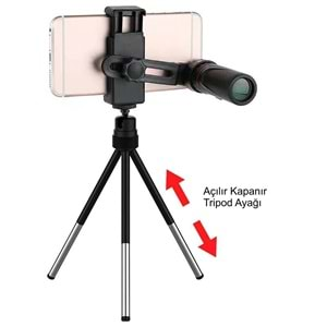 TriLine 2000x24 Zoom Monoküler Mini Taşınabilir HD Dürbün Su Geçirmez Tripod Telefon Tutacağı