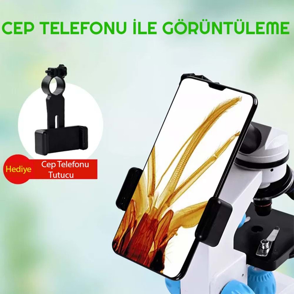 TriLine 2000X Zoom Biyolojik HD Dijital Monoküler Mikroskop Kiti