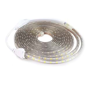 TriLine 220v Fişli Silikonlu Beyaz Şerit LED 3 Çipli SMD 5050 - 5METRE
