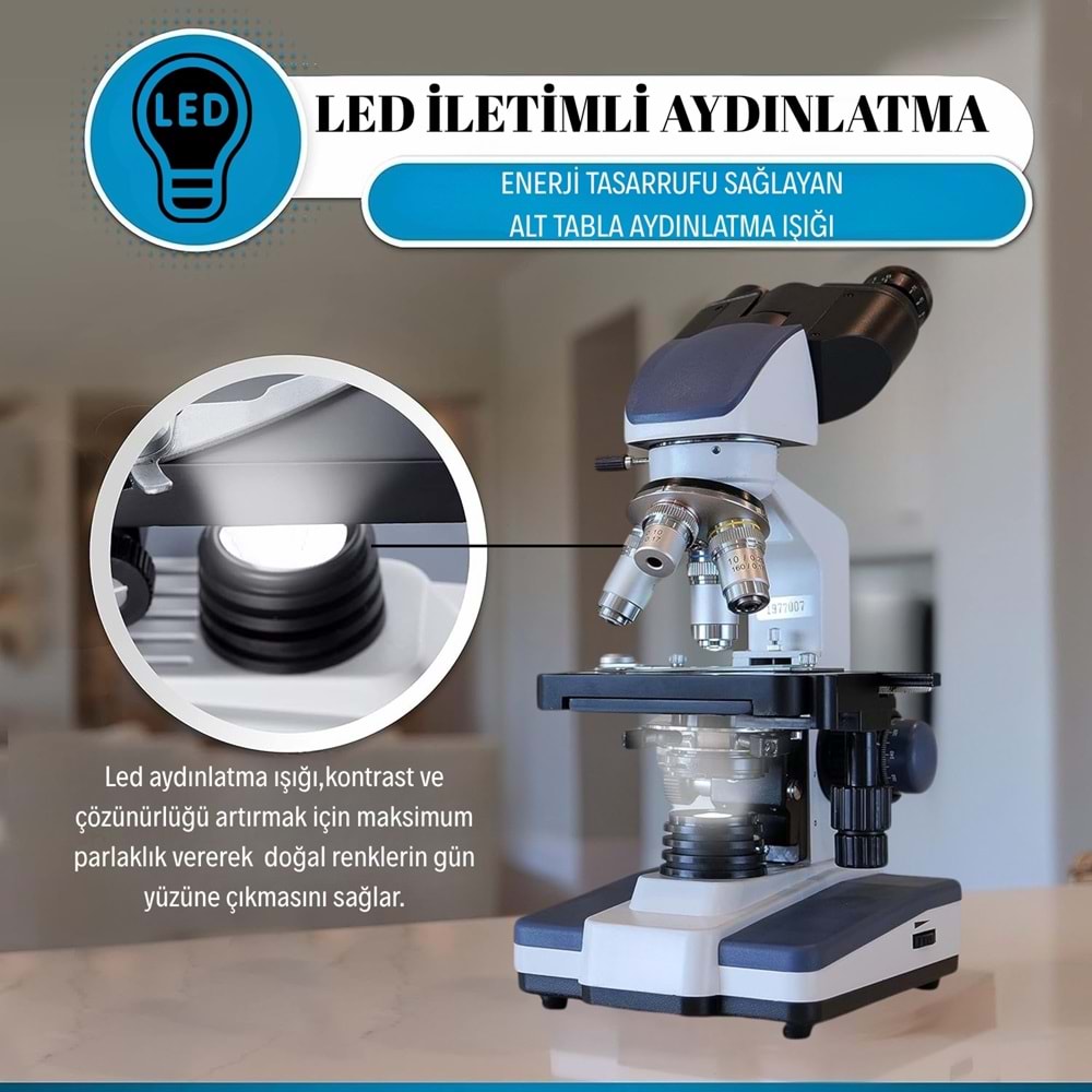 TriLine 2500X Binoküler 5MP USB Kamera Bilgisayar Destekli Bileşik Biyolojik Dijital Mikroskop