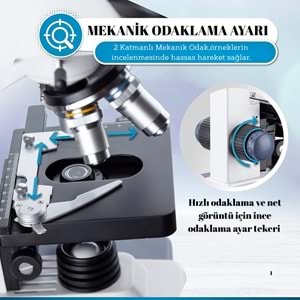 TriLine 2500X Binoküler 5MP USB Kamera Bilgisayar Destekli Bileşik Biyolojik Dijital Mikroskop