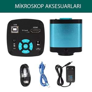 TriLine 48MP 4K 60F/S Endüstriyel Mikroskop Katlanabilir Tutucu 150X Zoom Lensli 56 Led Halka Işık