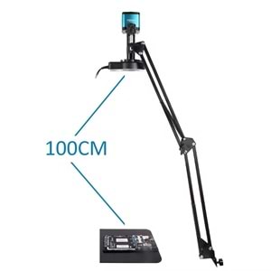 TriLine 48MP 4K 60F/S Endüstriyel Mikroskop Katlanabilir Tutucu 150X Zoom Lensli 56 Led Halka Işık
