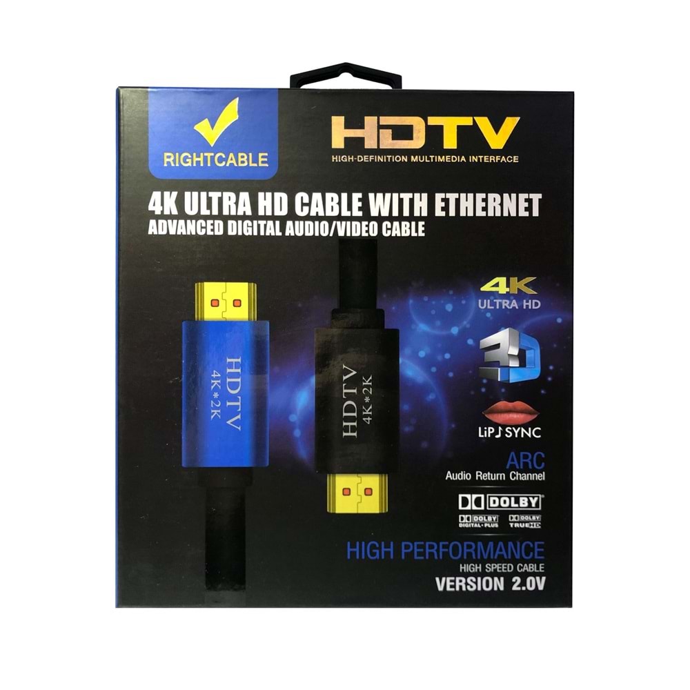 TriLine 4K HDMI Ultra HD 3D 60Hz 2160p Altın Kaplama Kablo - 15METRE