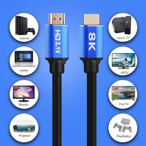 TriLine 8K Ultra HD 2.1V 48Gbps 4320P Altın Kaplama Hdmi Kablo-5METRE