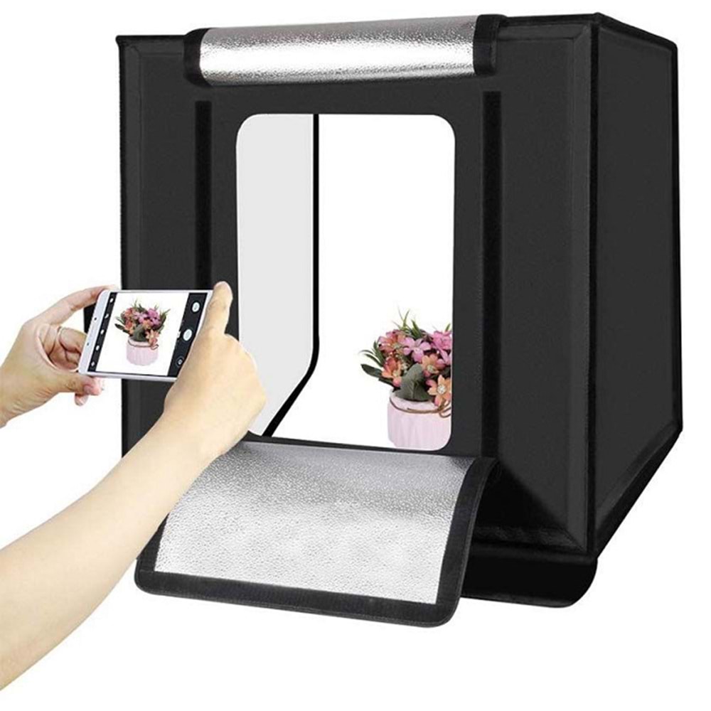 TriLine 60x60CM Profesyonel Stüdyo Led Işıklı Ürün Fotoğraf Çadırı