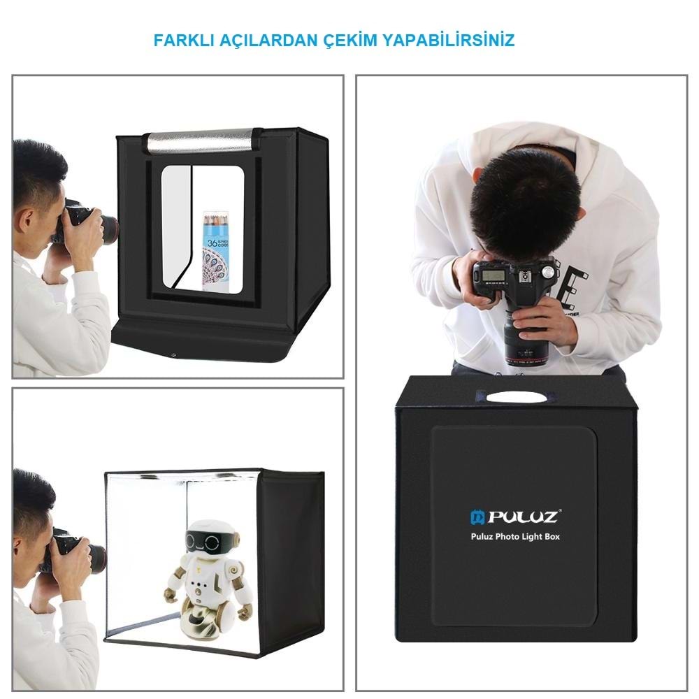 PULUZ Profesyonel 2x32 LED Işıklı 40x40cm Fotoğraf Çekim Çadırı