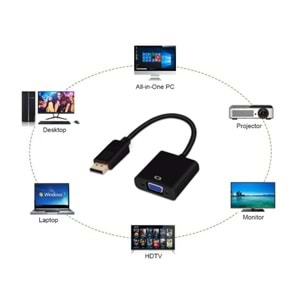 TriLine Display Port VGA Çevirici Adaptör Kablo 20cm Apple Macbook