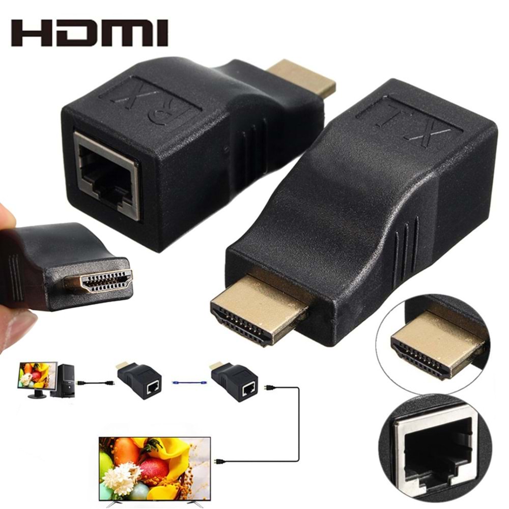 TriLine Hdmi Extender 30 Metre Uzatma Adaptörü Cat5 Cat6