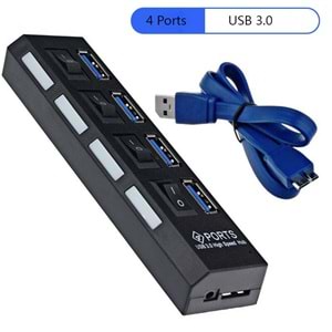 TriLine 4 Port Usb Hub Çoklayıcı USB 3.0 On Off Tuşlu
