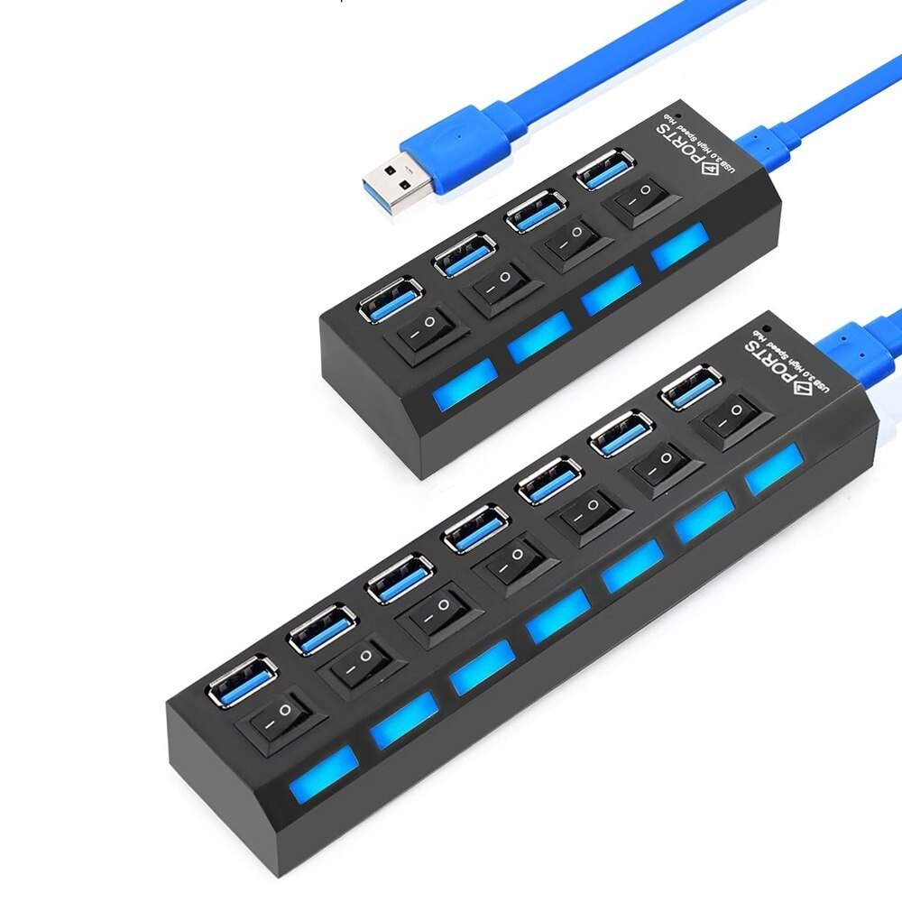 TriLine 4 Port Usb Hub Çoklayıcı USB 3.0 On Off Tuşlu