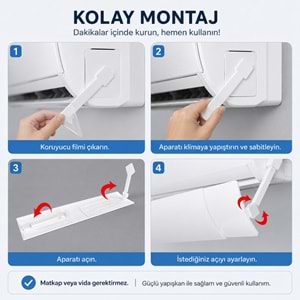 TriLine Klima Rüzgar Yönlendirme Aparatı Deliksiz Ön Panel 56-100 cm Genişleyebilir