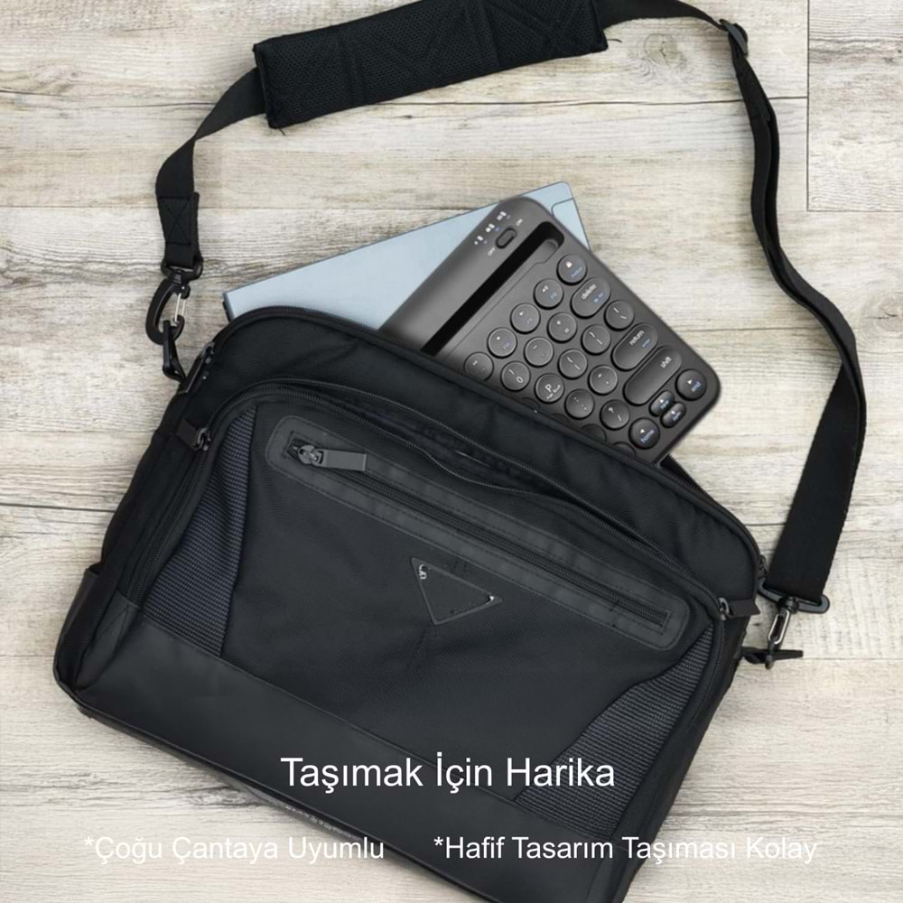 TriLine 78 Yuvarlak Tuşlu İngilizce Bluetooth Tablet Telefon Klavyesi Şarjlı Mini Boy 29x16cm