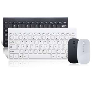 TriLine İngilizce Mini Slim 2.4 GHz Kablosuz Klavye Mouse Set Klavye - BEYAZ