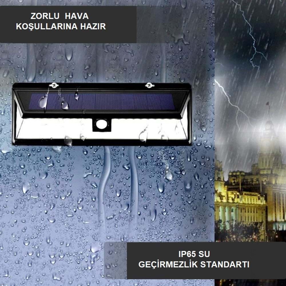 TriLine Solar 180 LED Güneş Enerjili Kumandalı 3 Modlu Duvar Lambası