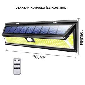TriLine Solar 180 LED Güneş Enerjili Kumandalı 3 Modlu Duvar Lambası