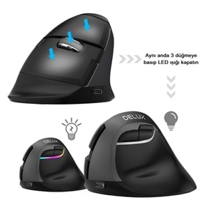 Delux M618 Mini Bluetooth 4.0+ 2.4G Ergonomik Şarjlı Sessiz RGB Mouse