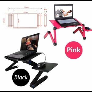 TriLine Fonksiyonel Katlanabilir Mouse Padli Fanlı Laptop Sehpası Masası - SİYAH