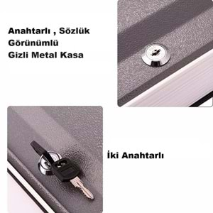 Sözlük Görünümlü Mini Kasa 11.5cm Kitap Para Gizli Güvenli Kilitli - LACİVERT