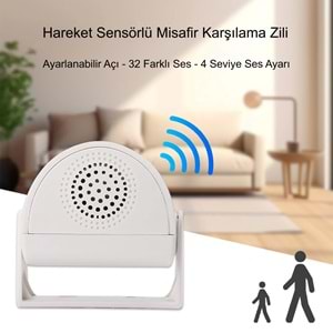 TriLine Misafir Karşılama Zili 3 Modlu Kumandalı Hareket Sensörlü Güvenlik Alarm Pır Sensör