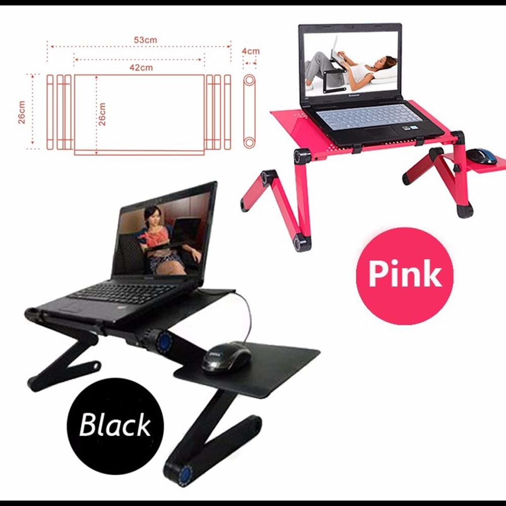 TriLine Fonksiyonel Katlanabilir Mouse Padli Fanlı Laptop Sehpası Masası
