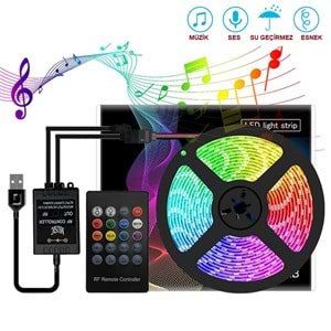 TriLine Ses Destekli RGB Kumandalı USB Şerit LED Aydınlatma - 1METRE