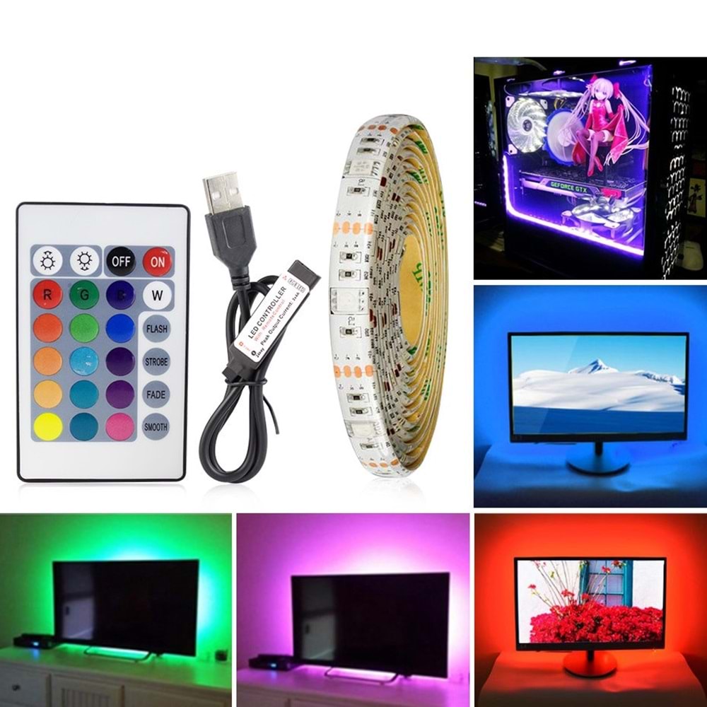 Triline Tv Arkası Uzaktan Kumandalı RGB Led Şerit Aydınlatma Seti
