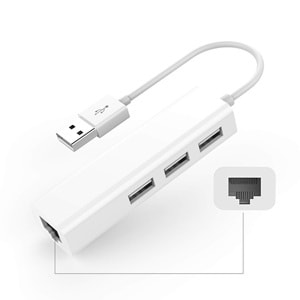 TriLine USB to RJ45 Ethernet + USB 3 Port HUB Çoklayıcı