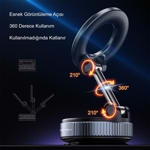 TriLine Manyetik Vakum Araç Montaj Telefon Üniversal Tutucu X68 Stand 360 ° Ayarlanabilir Katlanabilir