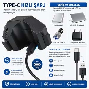 TriLine 120 dB USB Şarjlı Bisiklet Kornası Alarm Zili Anti Hırsızlık Elektrikli Korna Scooter