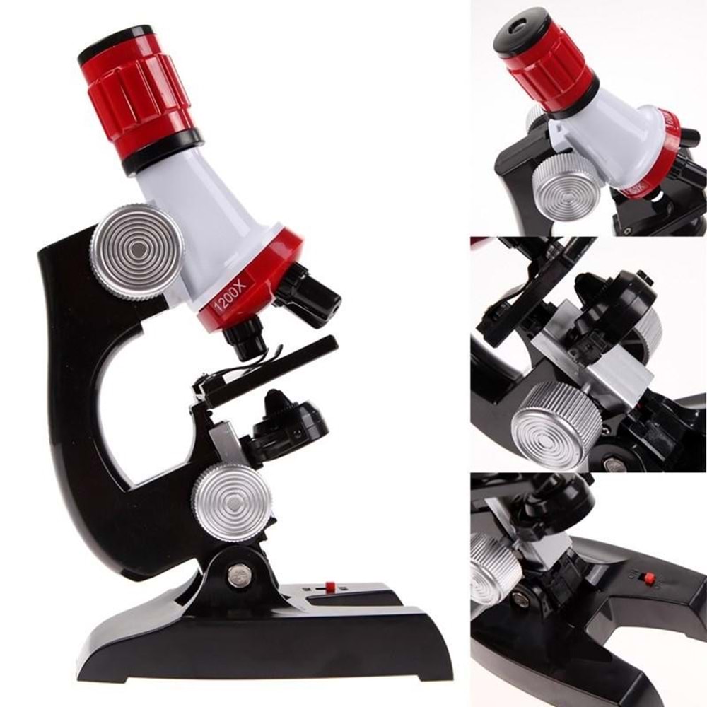TriLine Eğitici Çocuk Mikroskop Kiti Zoom Led Işıklı 100X 400X 1000X 1200X