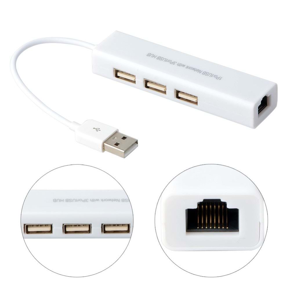 TriLine USB to RJ45 Ethernet + USB 3 Port HUB Çoklayıcı