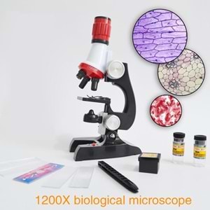 TriLine Eğitici Çocuk Mikroskop Kiti Zoom Led Işıklı 100X 400X 1000X 1200X